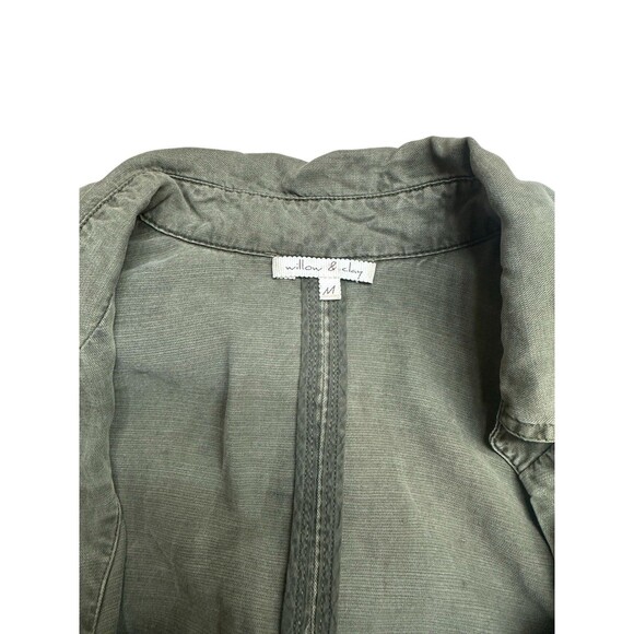 Willow & Clay Women's M Tencel Linen Military Style Shirt Jacket Army Green - Picture 7 of 8